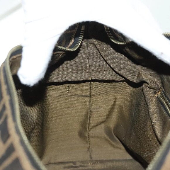 FENDI Zucca Canvas Vanity Pouch Black Brown gold Auth 136534 - Picture 12 of 16